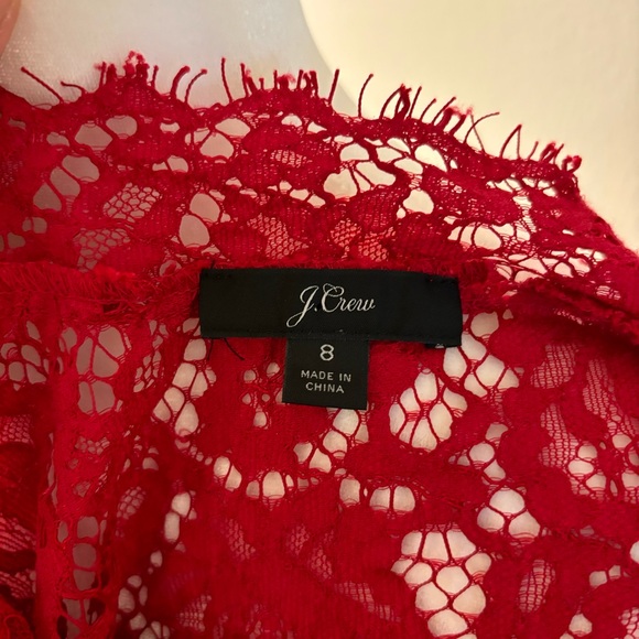 J. Crew Mockneck Floral Lace Red Top size 8 - Picture 4 of 7